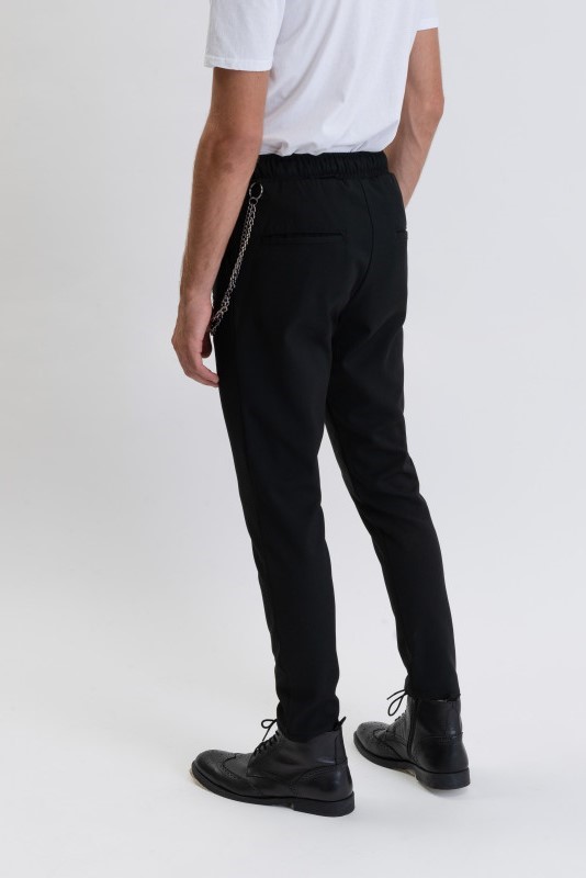 GIANNI LUPO SMART TROUSERS WITH CHAIN - BLACK
