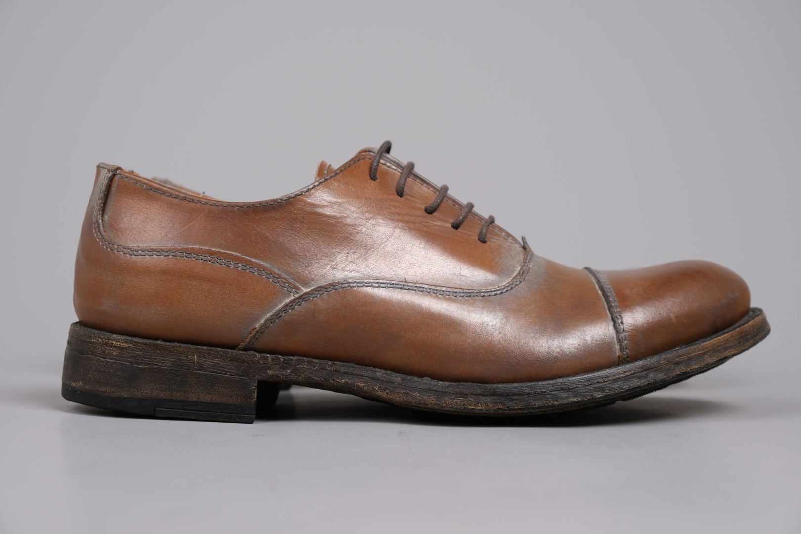 YES LONDON CAP TOE OXFORD SHOES - BROWN