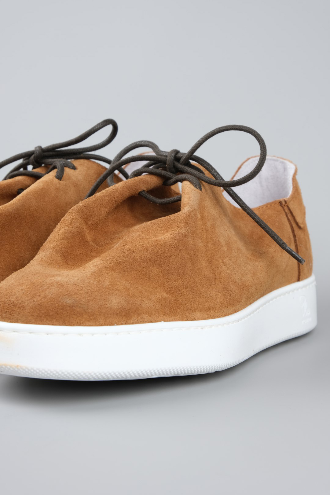SUEDE SHOES WITH RUBBER SOLE - TABACCO
