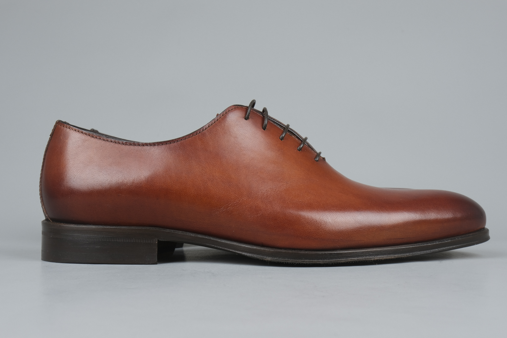 LEATHER WHOLECUT OXFORD SHOES - BROWN
